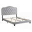 Structure de lit Windzer avec design incurvé - aucun sommier nécessaire - support de lattes en bois massif - assemblage facile - velours gris clair - lumières DEL sous le lit-2135884577