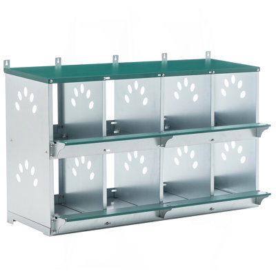 8 Compartment Chicken Nesting Boxes,For Laying Eggs, Metal Poultry Nest Box Wall Mount for Chickens, Hens, Large Vented Holes Chicken Coop Box