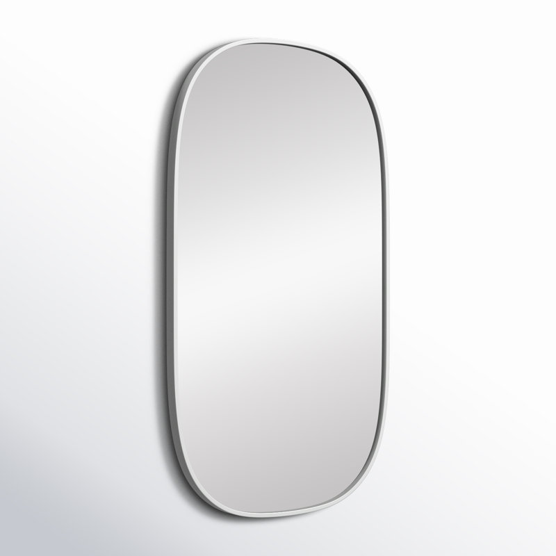 Sabine Metal Curved Oval Wall Mirror, Silver, 36" x 20"