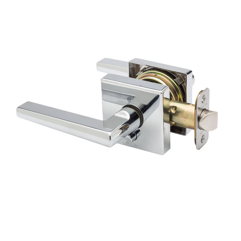 Levier de porte d’intimité de style moderne mid-century Residential, Acier inoxydable poli