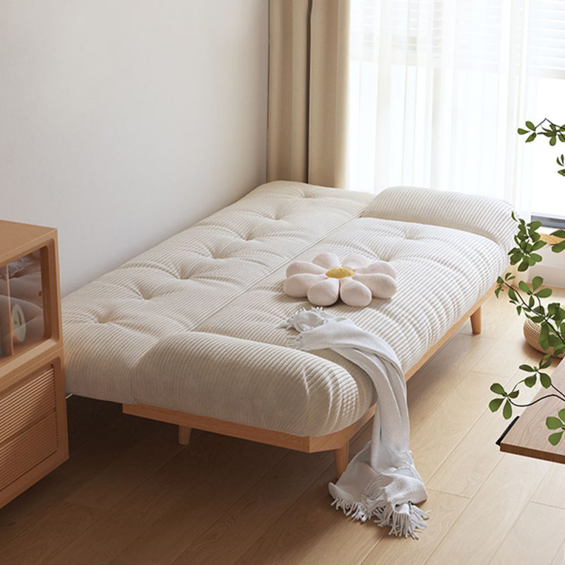 Canapé-lit modulaire en velours côtelé blanc crème, H 34,65 po x l 82,68 po x P 34,25 po