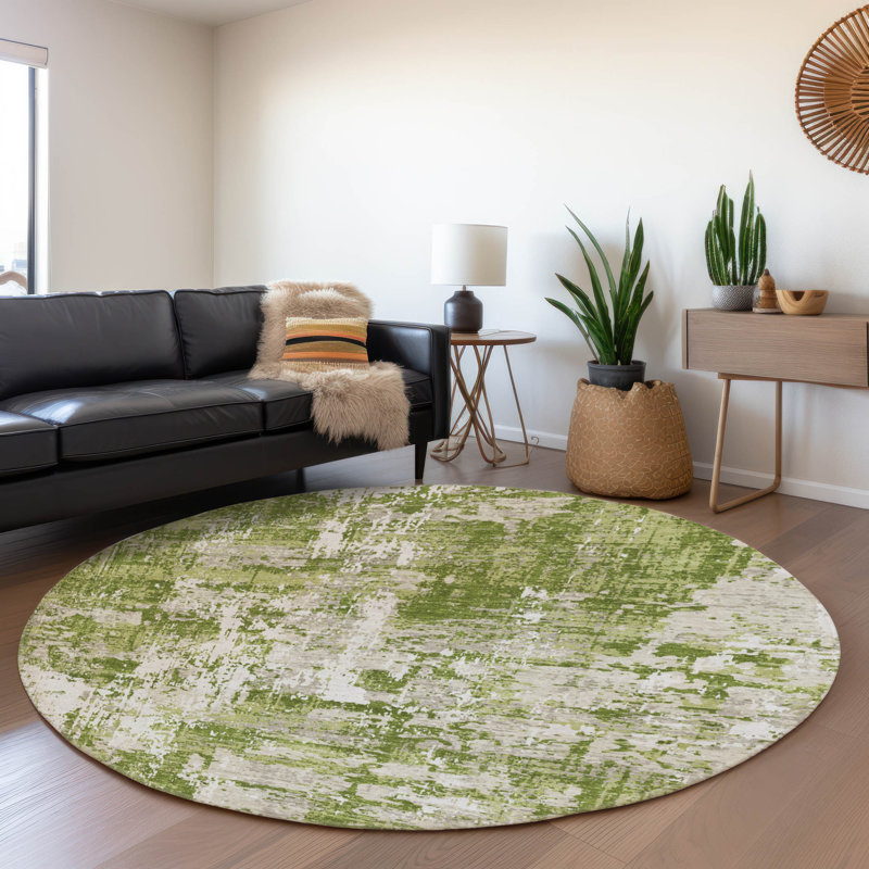 Premium Machine Washable Mayfield AMF1008 Abstract Rug, Round 8'