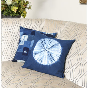 Oreiller bleu indigo teint à la main