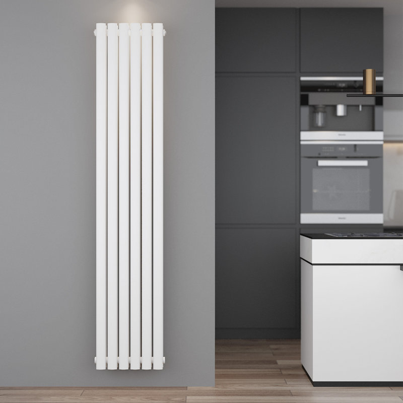 Roxann Vertical Oval Panel Radiators, White, 180cm H x 35.4cm W x 10cm D