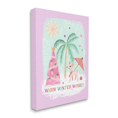 «Warm Winter Wishes Expression Tropical Beach Chistmas Reindeer» par Tina Devins - impression