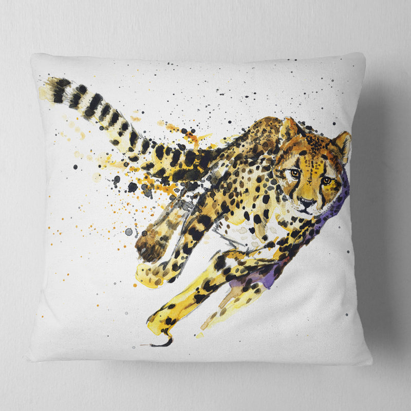 Animal Cheetah Illustration Artwork Lumbar Pillow, Square, 16" x 16"