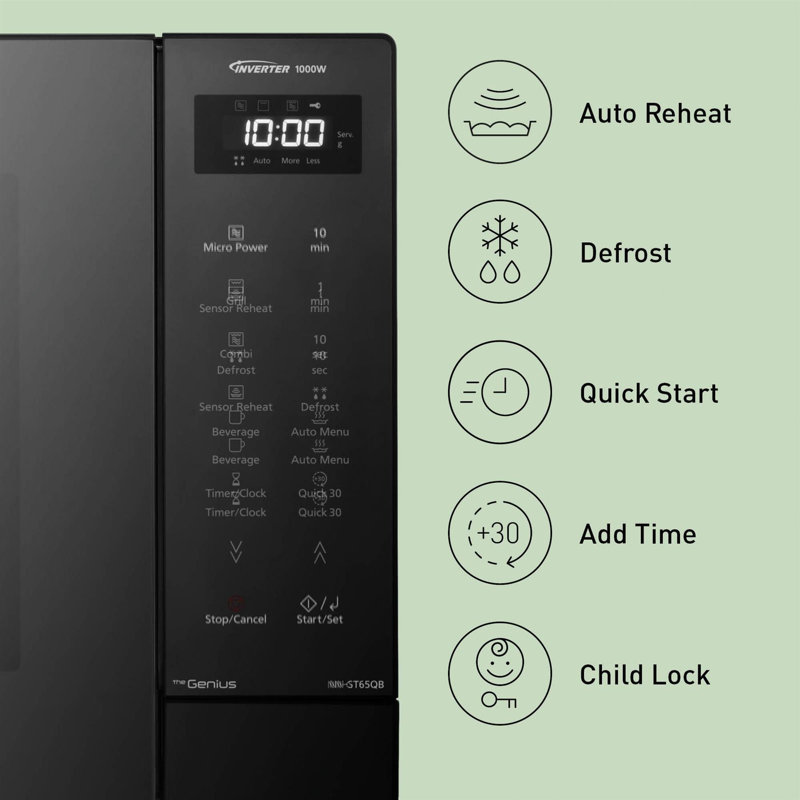 Panasonic NN-ST65QBBPQ 32L Solo Microwave with Genius Sensor - Black
