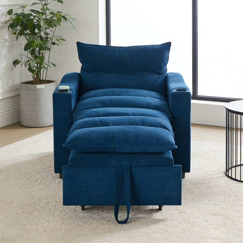 Canapé-lit réglable en tissu velours moderne, Bleu