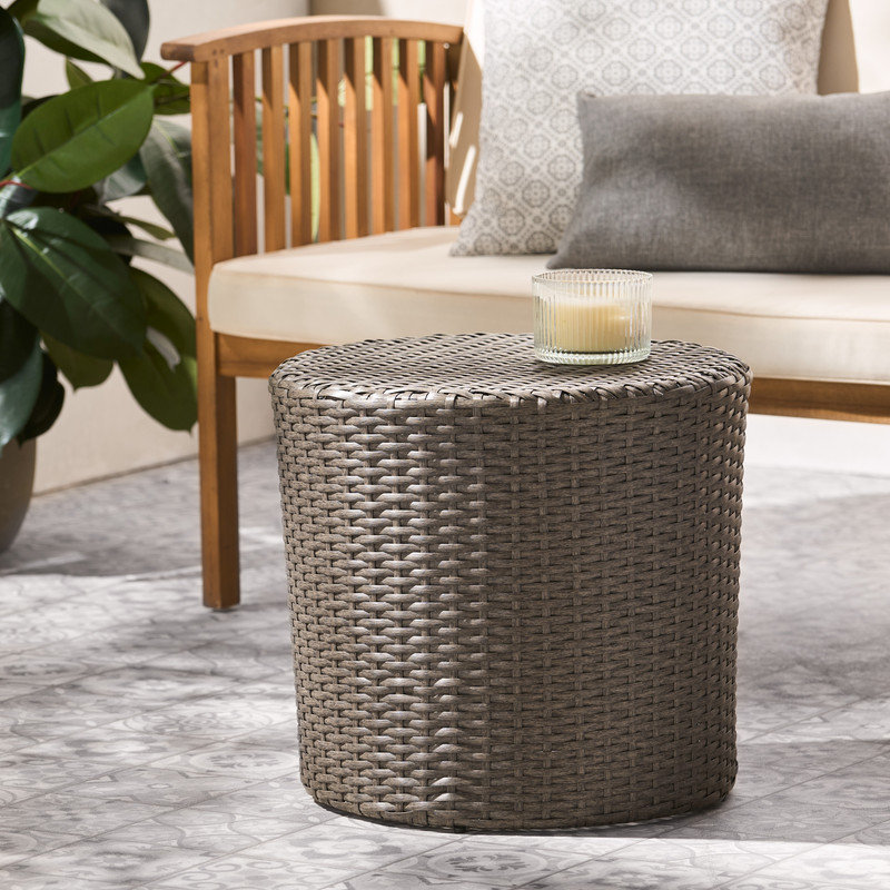 Table d'appoint Latitude Run®Barrel avec détails fabriqués à la main, brun, Gris