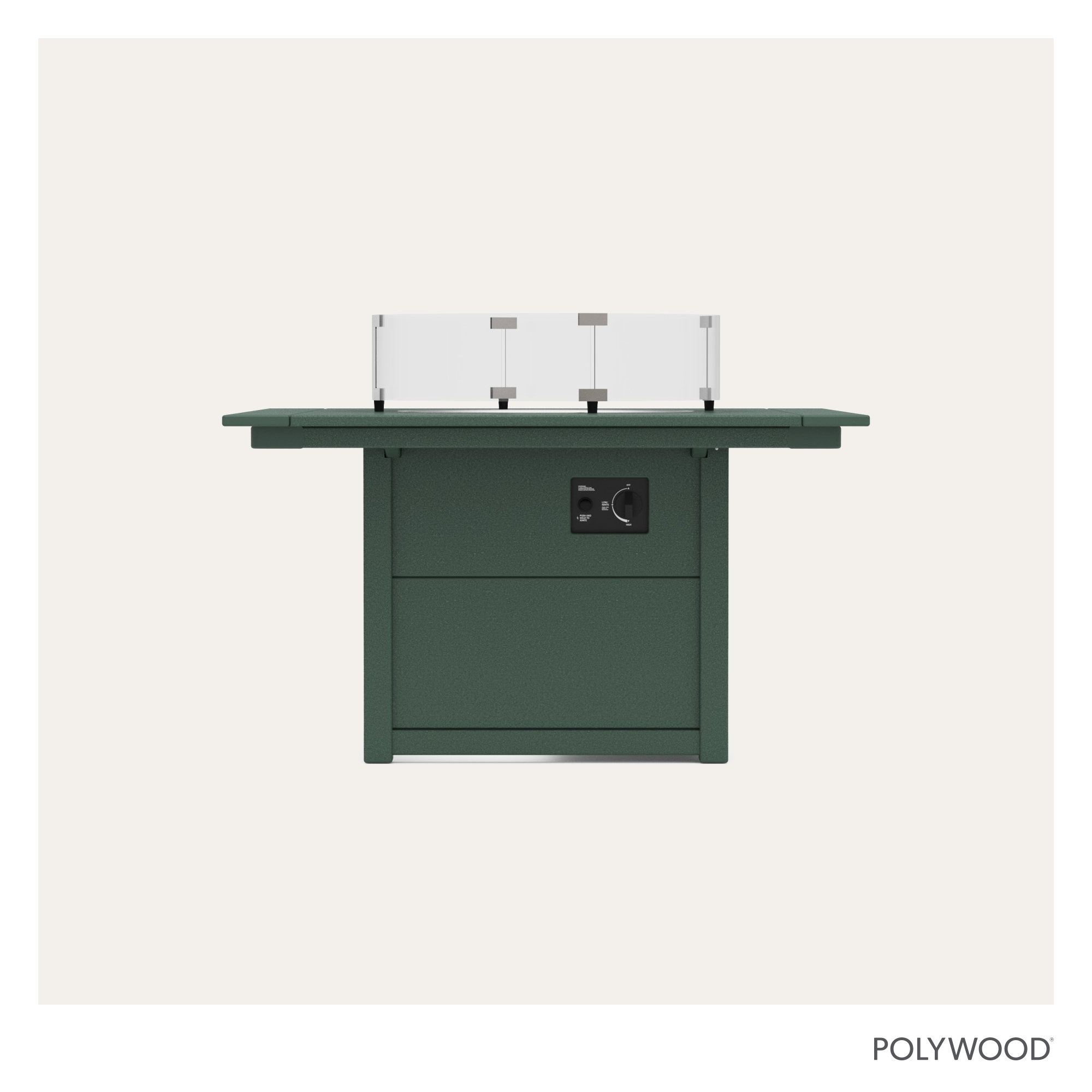 POLYWOOD Square 42" Fire Pit Table, Green