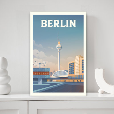 Affiche murale rétro représentant un paysage urbain de Berlin, style abstrait vintage.