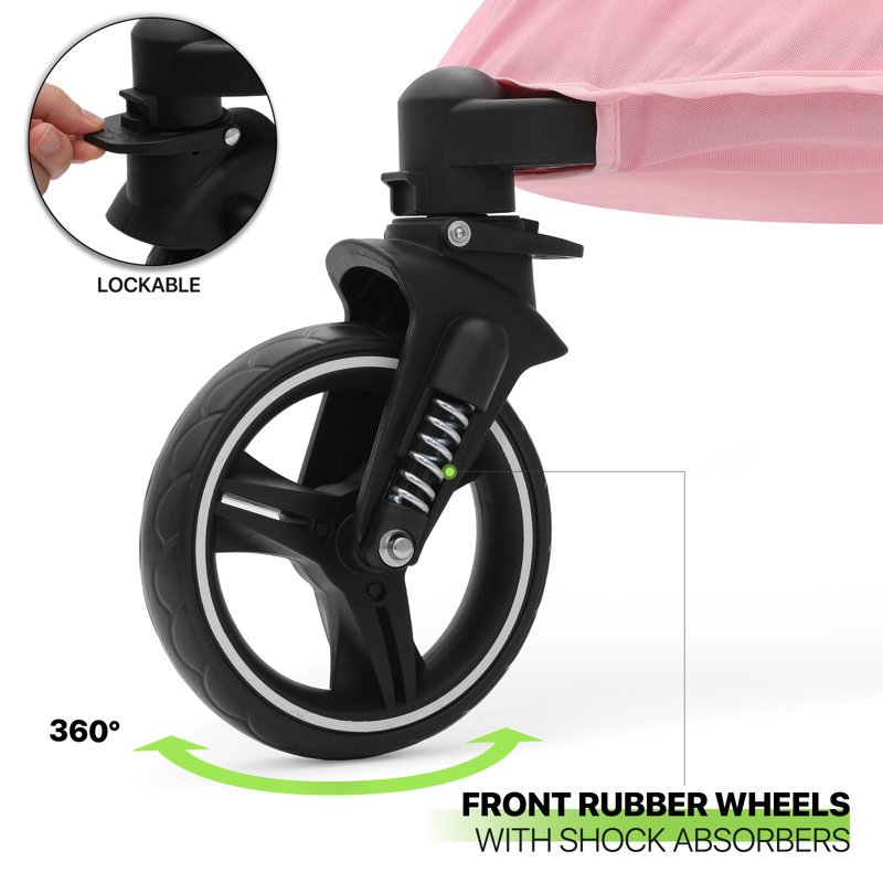 Pink Foldable Pet Stroller for Small to Medium Dogs and Cats
