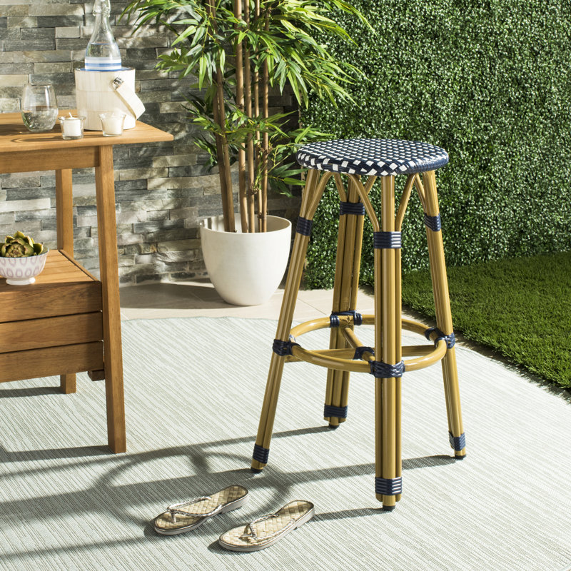 Tabouret de bar 30 po Idalou, Bleu marine/blanc