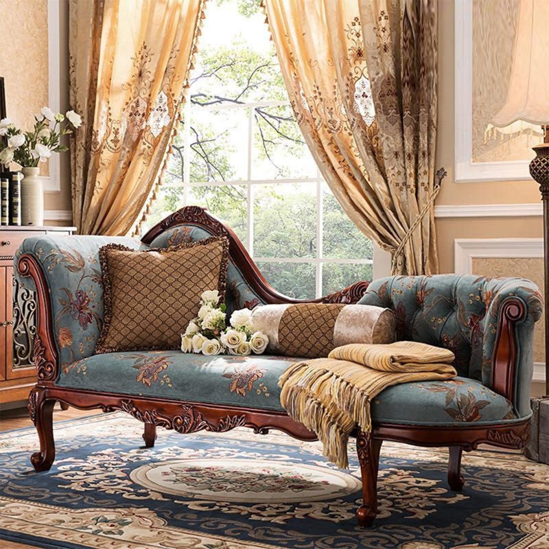 77.17"American-style solid wood upholstered princess chair