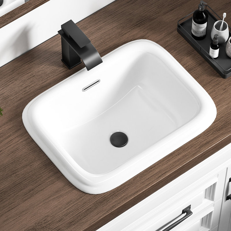 Lavabo pour salle de bain rectangulaire encastré de 19 po KARAMAG 