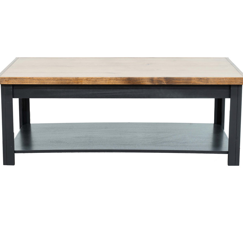 Table basse 48 ", finition noire et whisky, peuplier, avec roues à mouvement réglable x 24" whisky, stable