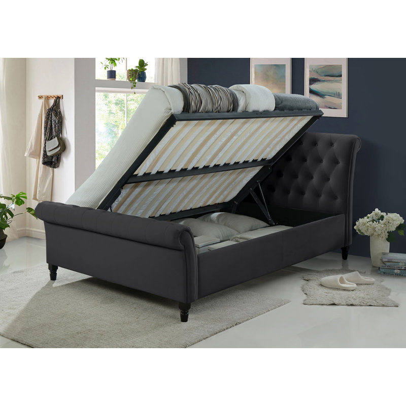 Alheidis Upholstered Storage Bed, Kingsize (5'), Black