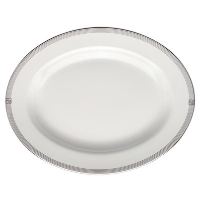 Blanc régence / plateau ovale en porcelaine os platine