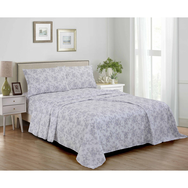 Ensemble de draps en microfibre de haute qualité Swift Home, Floral mauve, Ensemble de draps pour lit double avec 2 taies d'o