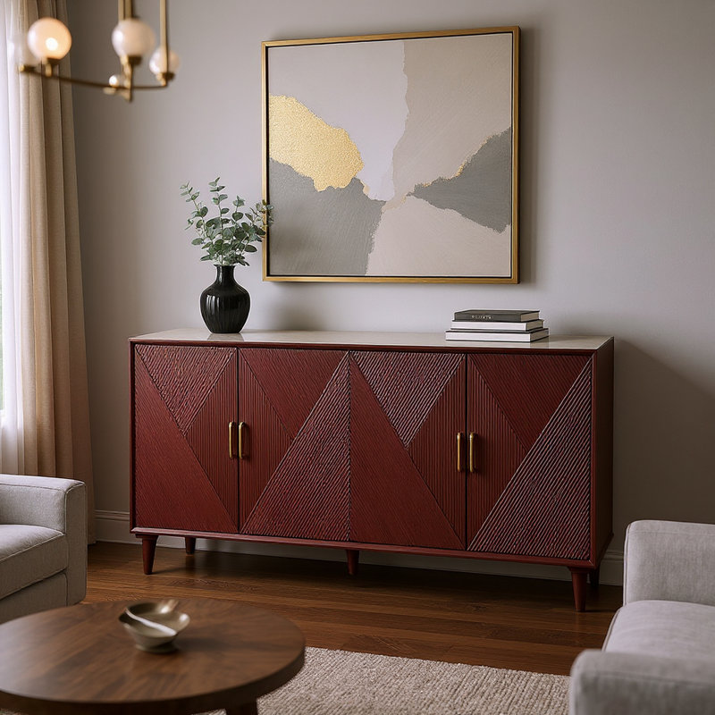 Hamund 72" Wide Sideboard, Red