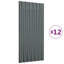 Ensemble de 12 panneaux de toiture ondulés en acier galvanisé anthracite 31,5 po x 14,2 po, style contemporain-130018740