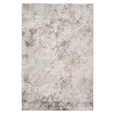 Bonwick Transitional Abstract Premium Polyester High-Low Performance Aqua/Gray Area Rug