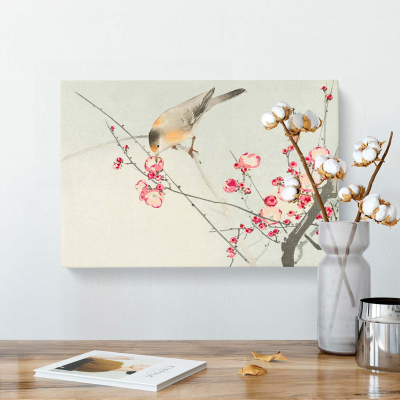 Songbird On A Blossom Branch by Ohara Koson - Wrapped Canvas, 35cm H x 50cm W x 3cm D