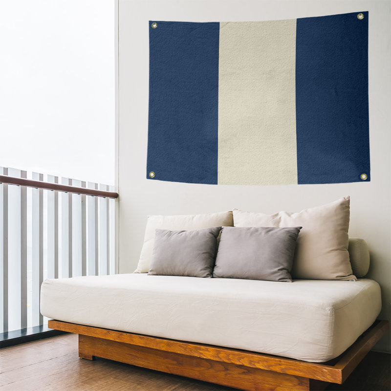 Tapisserie de polyester Baltimore, Seattle, H 59 po x l 80 po x P 1 po, Bleu marine / crème / bleu marine