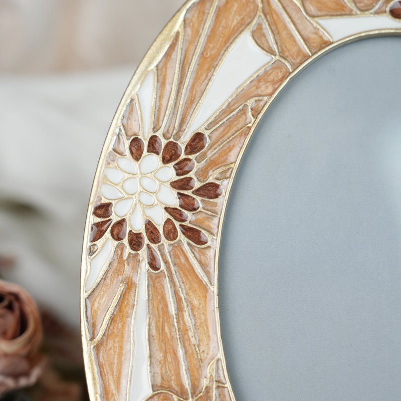 Cadre de bureau ovale avec décor floral pour tableau 3,5 "x 5"