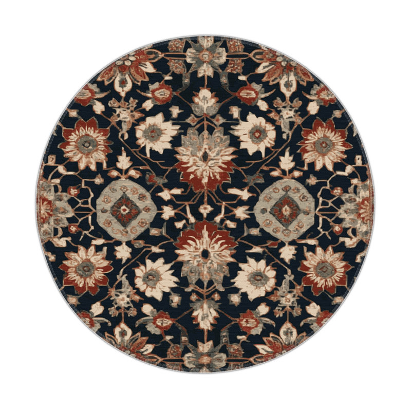 Tapis turc intérieur et extérieur bleu, Rond 5 pi