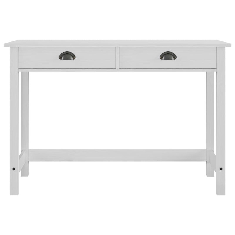 Fung 110 cm W Solid Wood Top Console Table, White, White