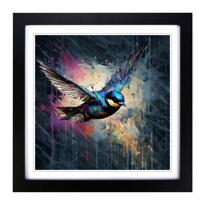 Swallow Glitch Art No.1 - Framed Print