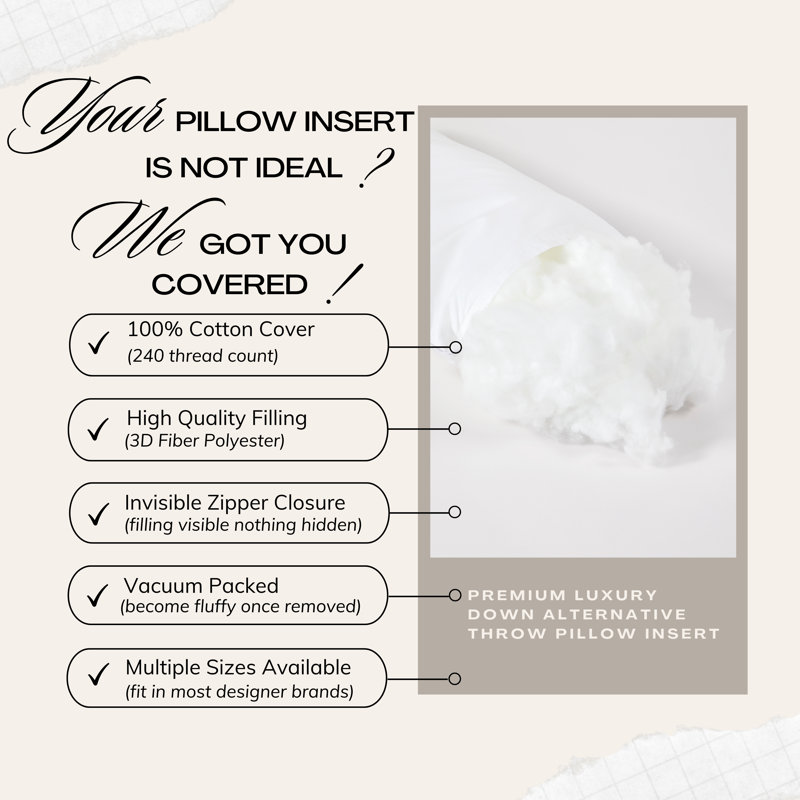 White Cotton Down Alternative Throw Pillow Insert 13"x21"