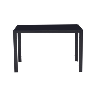 47.25 Inch 4-Seater Tempered Glass Dining Table, Modern Minimalist Black Kitchen Table, Small Rectangular Luxury Dinner Table for Apartments & Small Spaces, Tempered Glass Top with Metal Frame