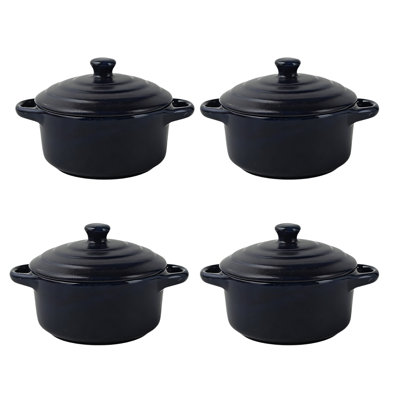 Ceramic Mini Baking Bowl Set With Handles (set Of 4)