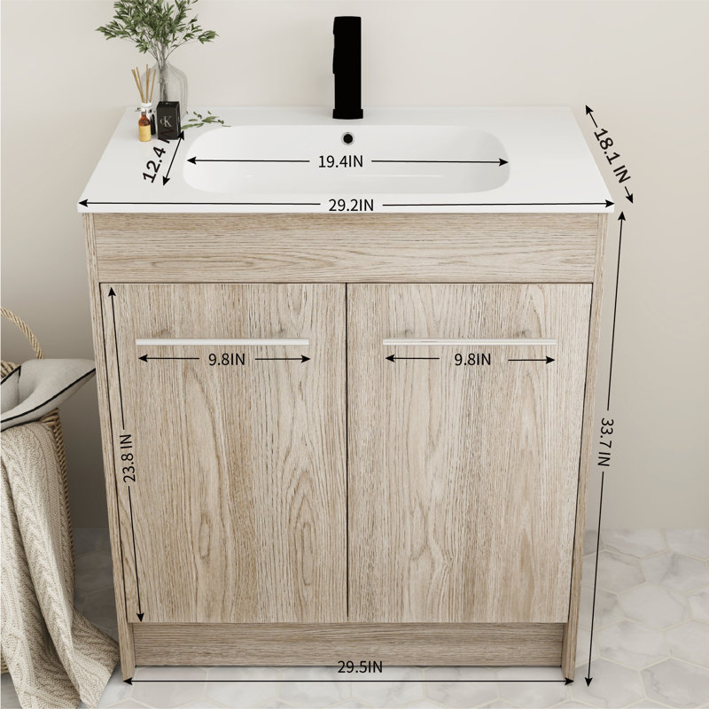 Allamon 30 " W Freestanding Standard Free Standing 1 Single Vanity Bathroom Vanity With Acrylic Top