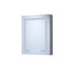 Armoire à pharmacie rectangulaire gauche en aluminium argenté (61 cm L x 76 cm H) avec éclairage DEL intégré, design biseauté haute densité, stations de recharge, miroir antibrouillard et ports de bord.
