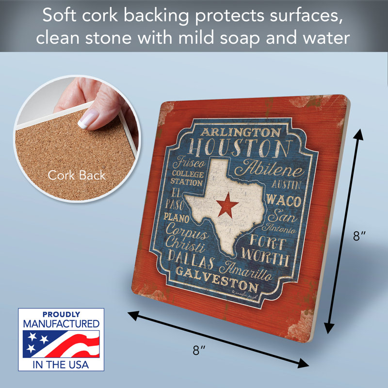 Trinx Texas Cities Decorative Heat Tolerant Stone Trivet