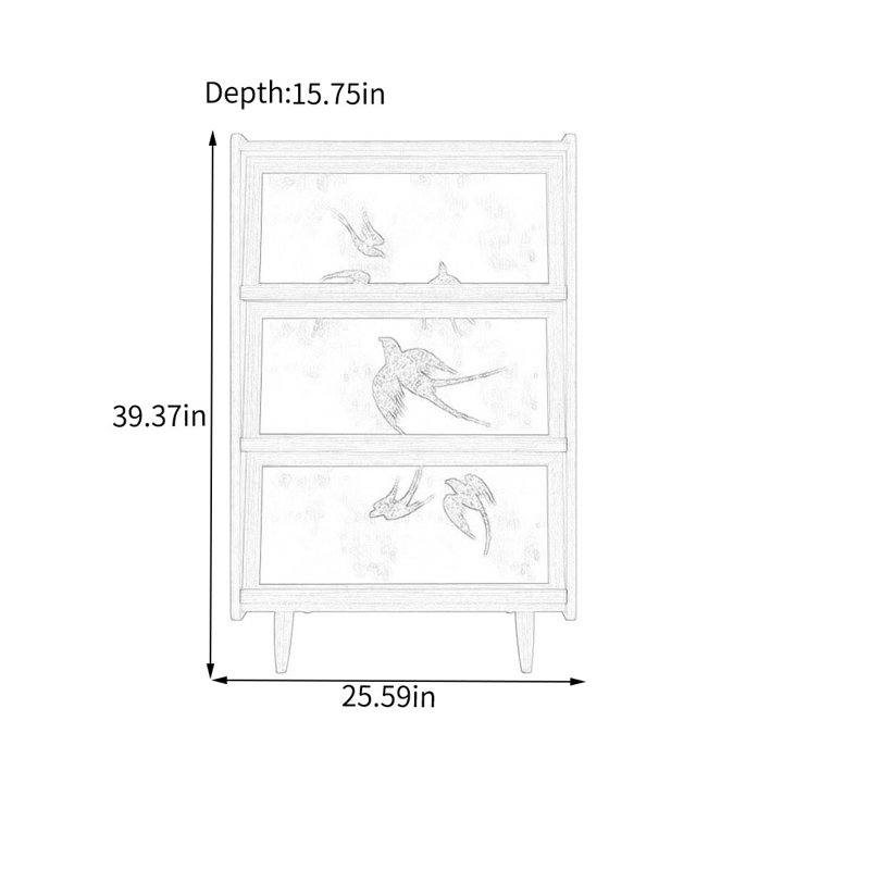 Armoire décorative à trois portes en noyer
