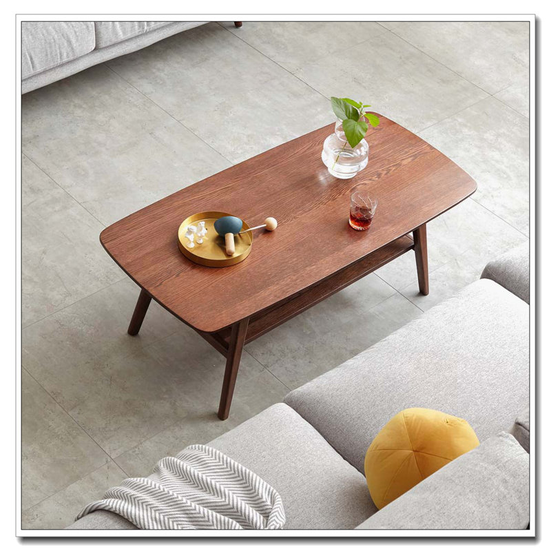 Table basse rectangulaire avec plateau en bois massif, Noyer, H 17,32 po x L 39,37 po x l 19,69 po