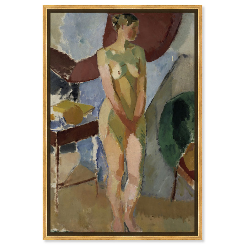 Standing Female Nude Canvas Classic Women Wall Art by Art Remedy, Silver Framed, 30 cm H x 20 cm W