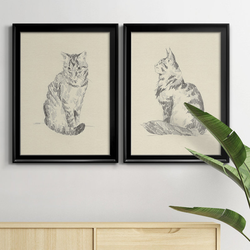 «House Cat I», reproduction encadrée de qualité supérieure - prête à être accrochée, H 36,5 po x l 53 po x P 1 po, Noir