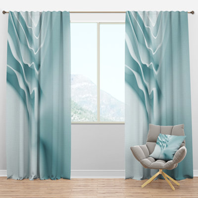 3D Light Blue Abstract Architecture - Modern Velvet Curtain - Room darkening - 1 panel