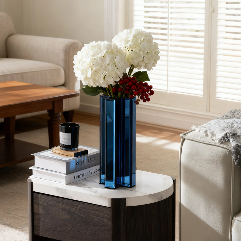 Table Vase Mirror Glass Decor Samll Vase, Blue
