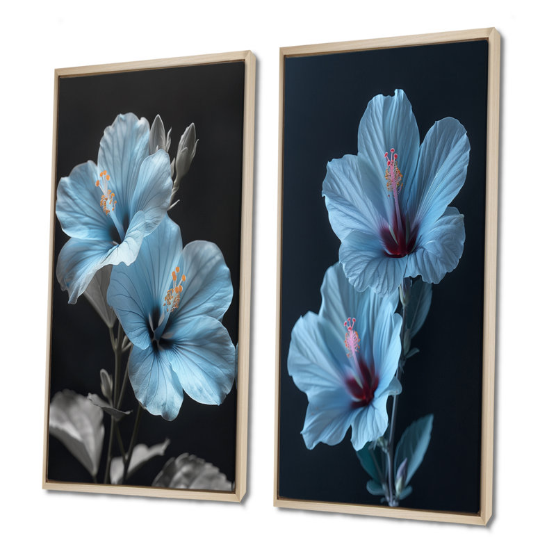«Blue Crystal Hibiscus Botanical Beauty III - Hibiscus Wall Art», ensemble de 2 pièces, H 40 po x l 40 po