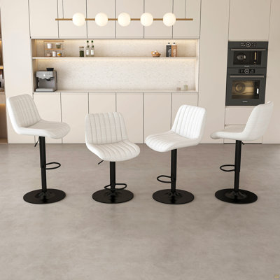 Swivel Bar Stools With Adjustable Height (35.03-43.7 Inches), Backrest, And Soft Knit Fabric - Ideal For Kitchen Island, Bar Counter, Dining Room, Beige(Set Of 2)