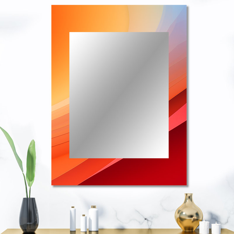 Orange Spectral Slice - Abstract Shapes Decorative Mirror, Orange Wall Mirror, Printed Metal Art, 40" x 30"