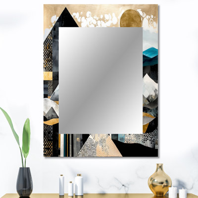Harmonie géométrique bleu sarcelle et or - miroir décoratif de ville, miroir mural bleu sarcelle, impression d'art en métal