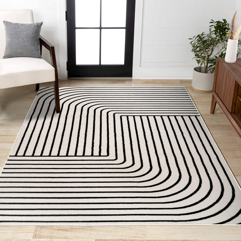 Tapis noir / blanc Odense, Rectangle 2 pi 11 po x 5 pi