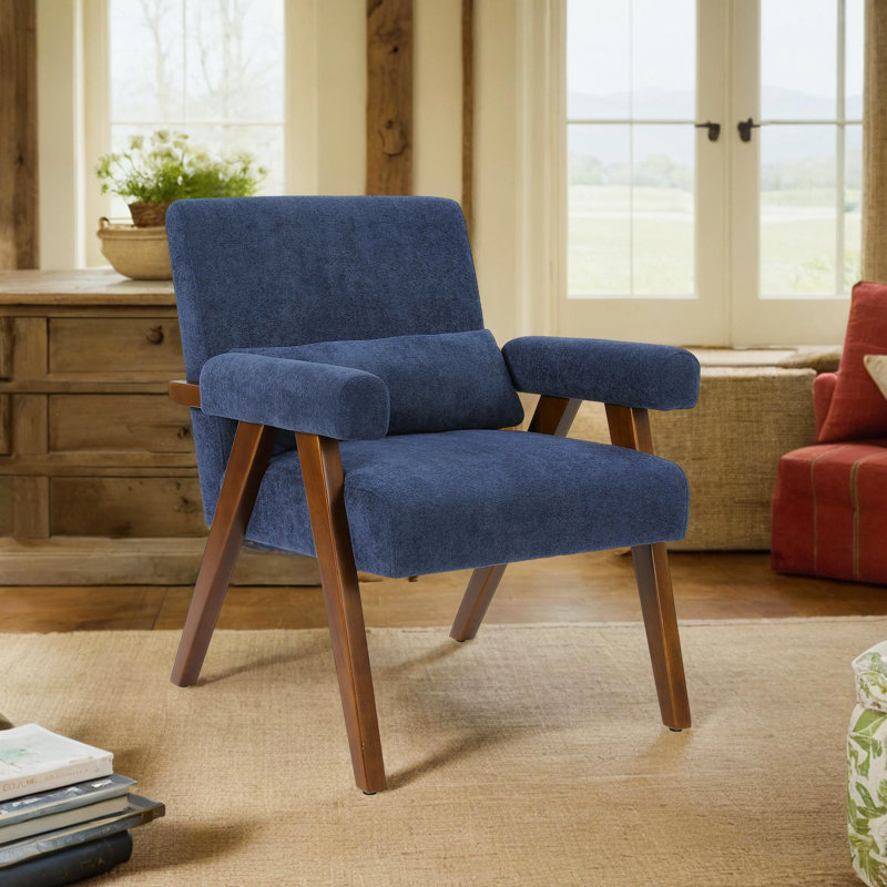 Fauteuil d'appoint Classic, Laine d'agneau bleue et grise, Noir
